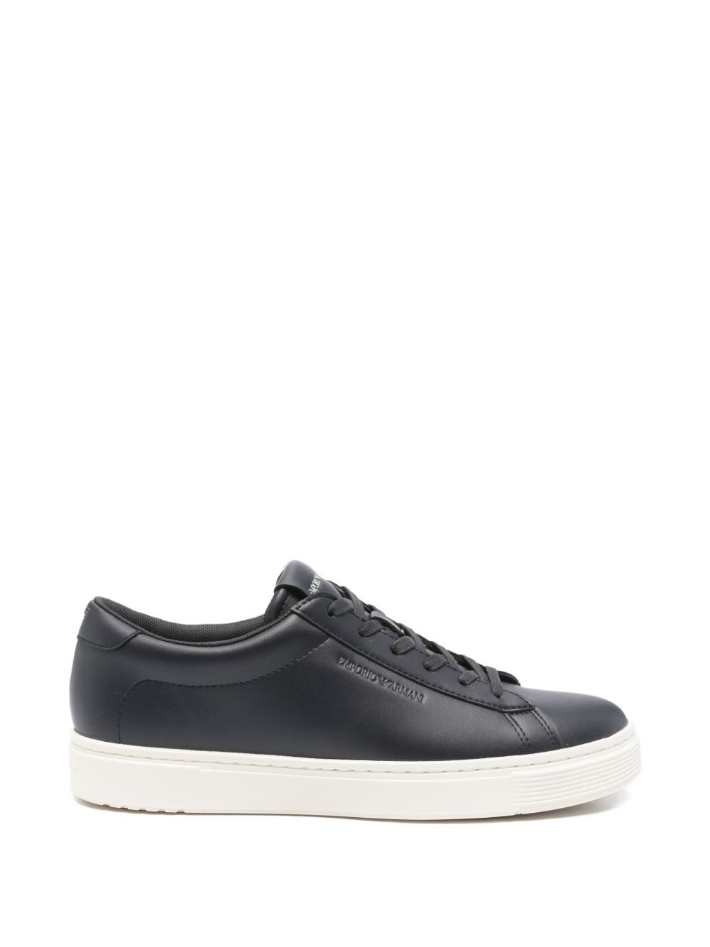 Emporio Armani Leren Veterschoenen Sneakers Donkerblauw-thumbmail-1
