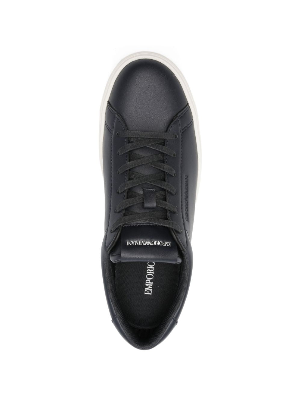 Emporio Armani Leren Veterschoenen Sneakers Donkerblauw-thumbmail-4