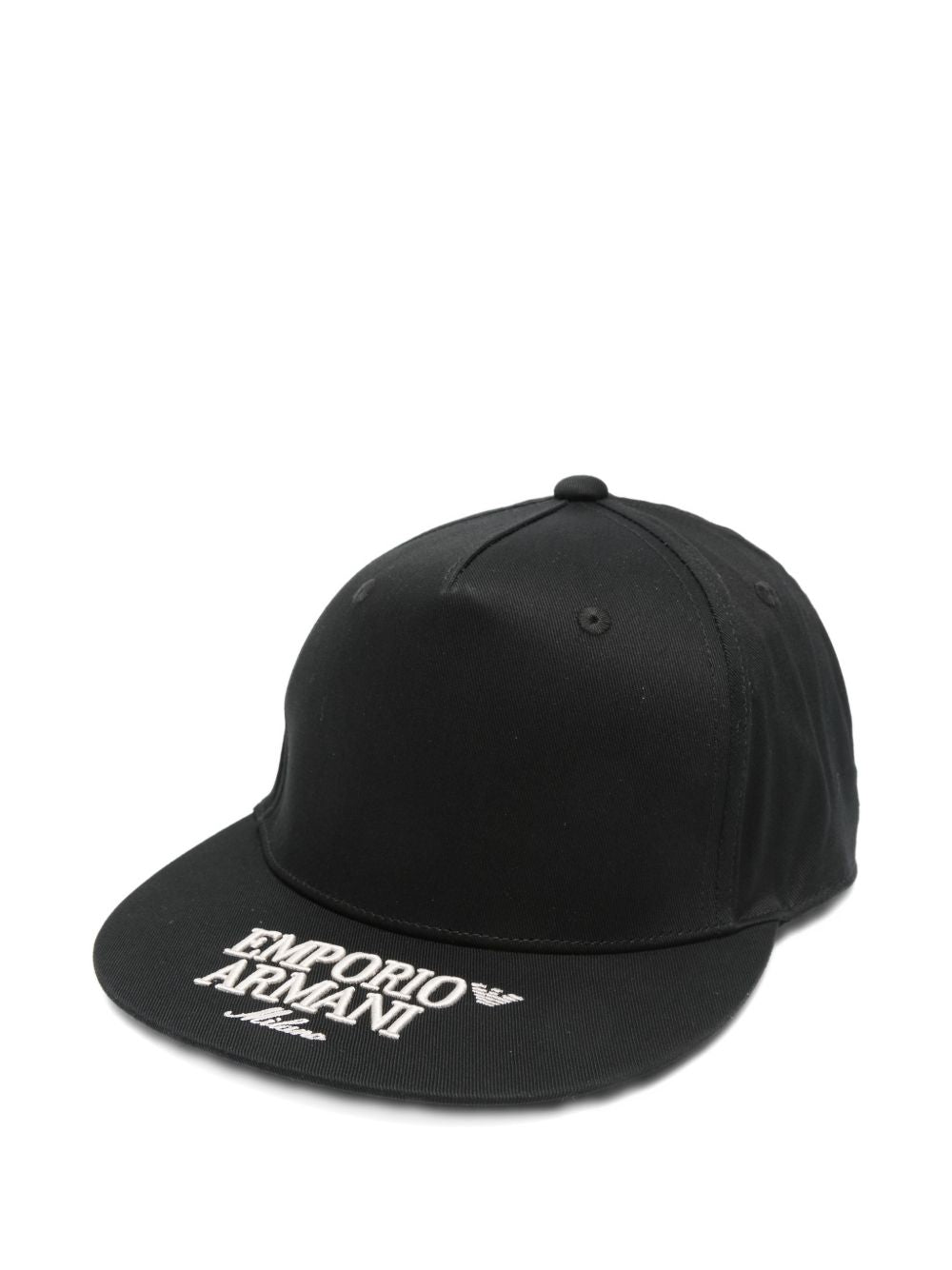 Emporio Armani Milano Snapback Cap met Logo-Borduursel Zwart Scarves Hats & Gloves Emporio Armani