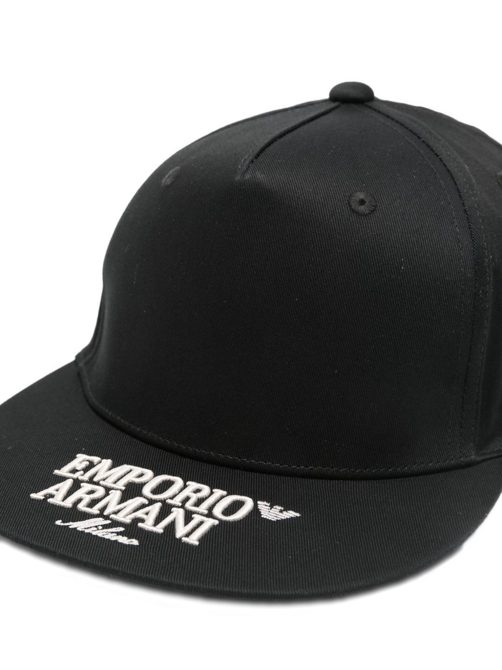 Emporio Armani Milano Snapback Cap met Logo-Borduursel Zwart Scarves Hats & Gloves Emporio Armani