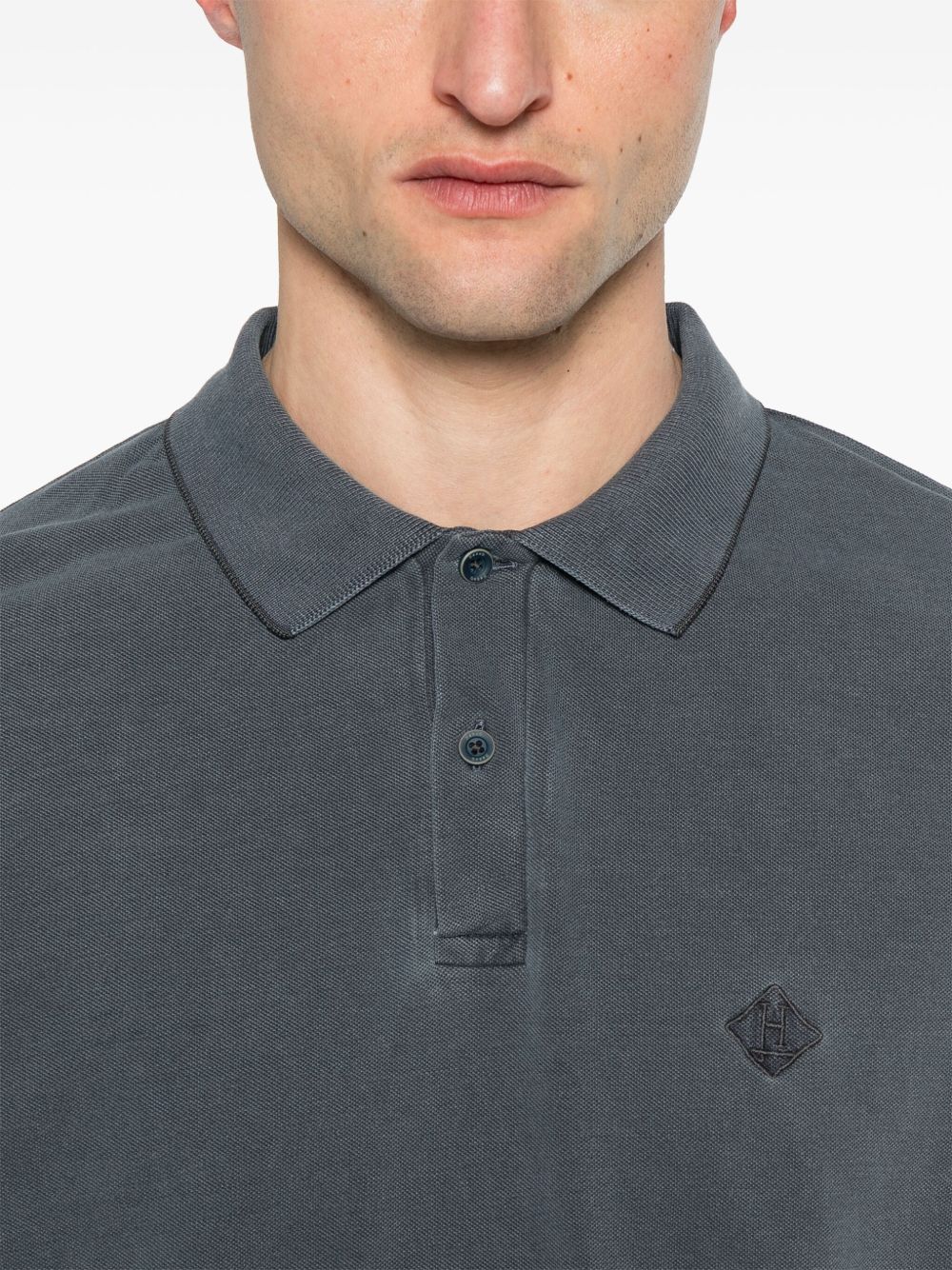 Herno Logo Polo Shirt Blue-Grey