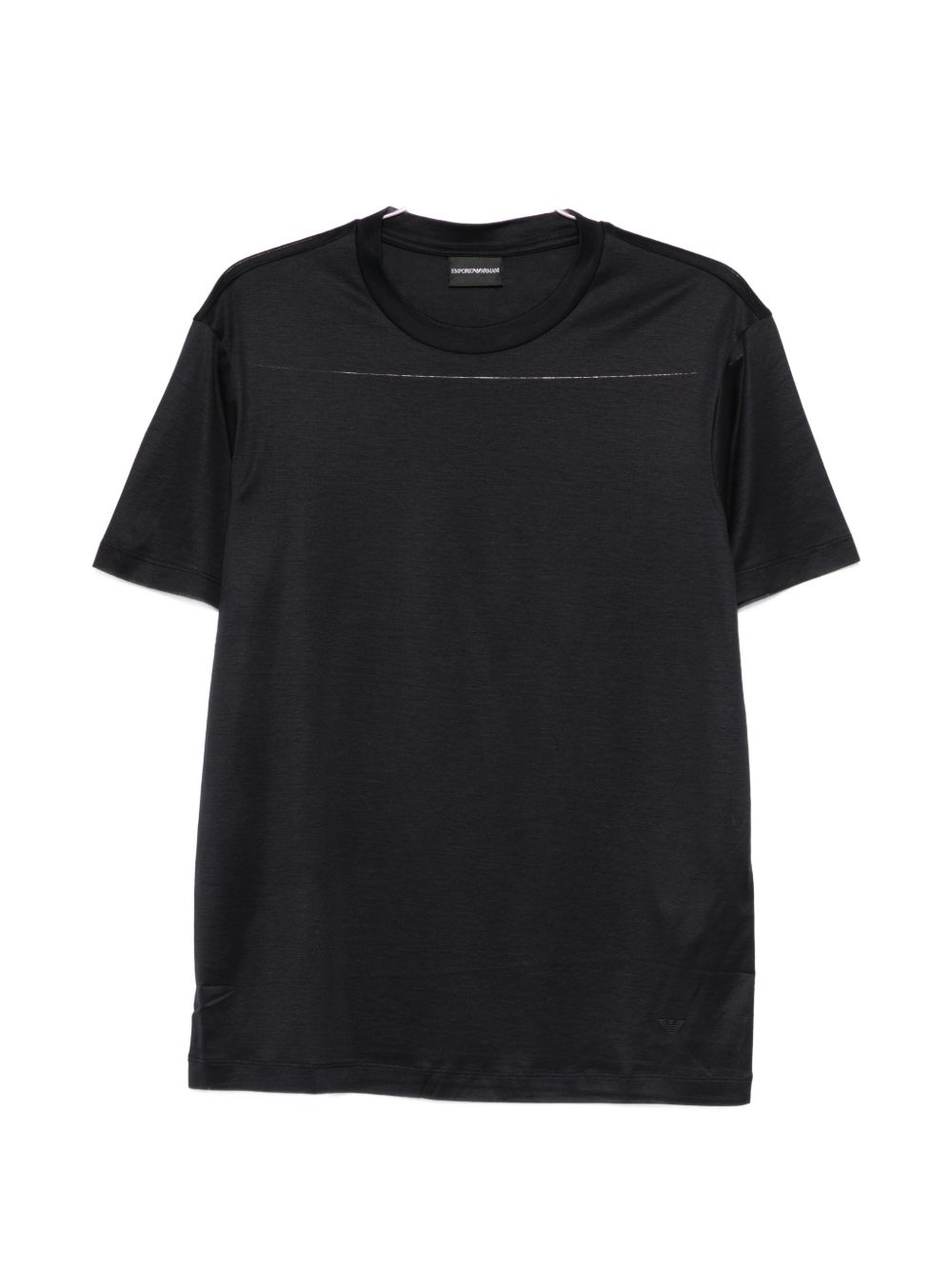 Emporio Armani donkerblauwe lyocell-katoen T-shirt, vooraanzicht