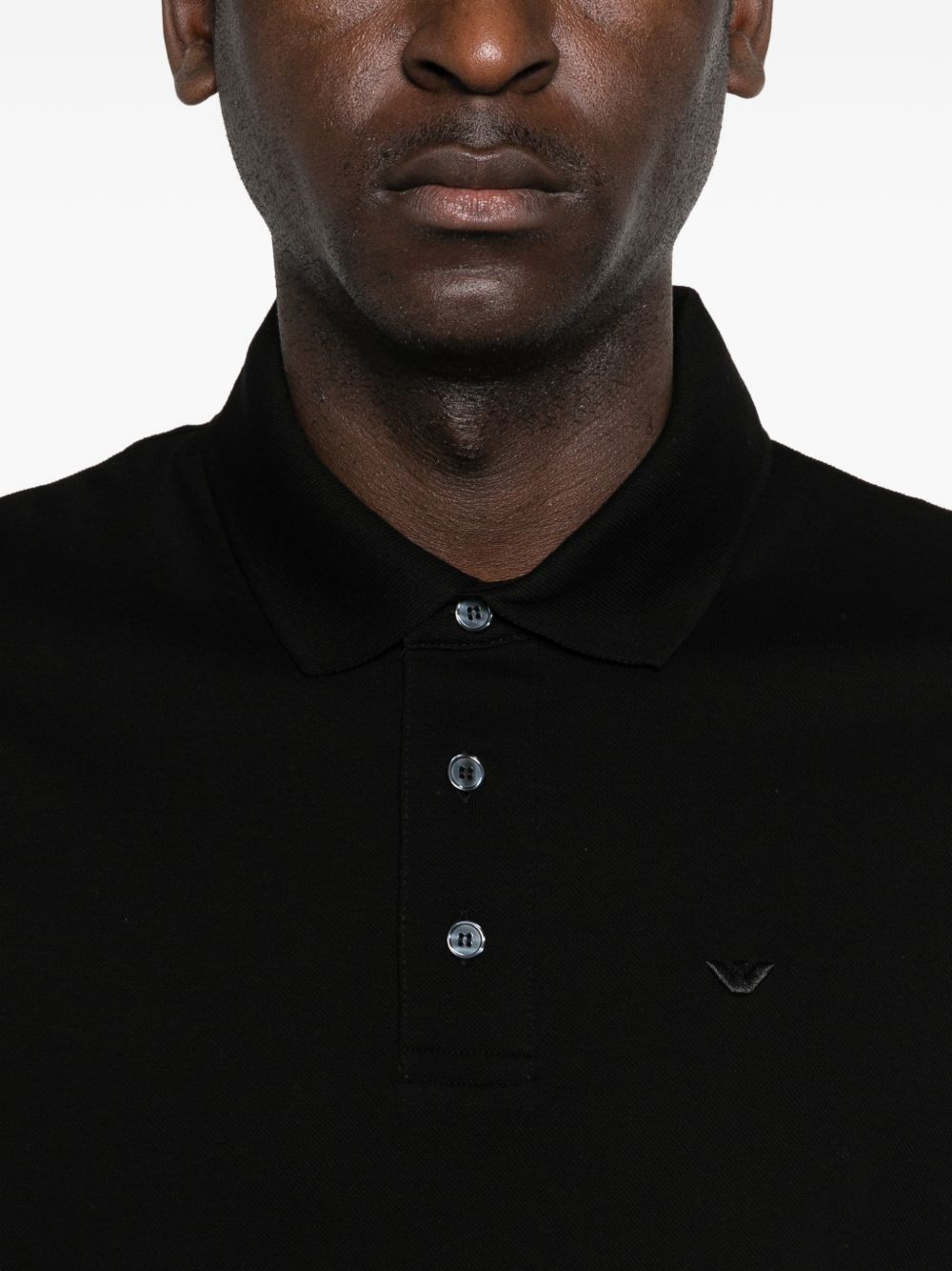 Emporio Armani Essential Piqué Polo met Contrastboord Zwart-thumbmail-5
