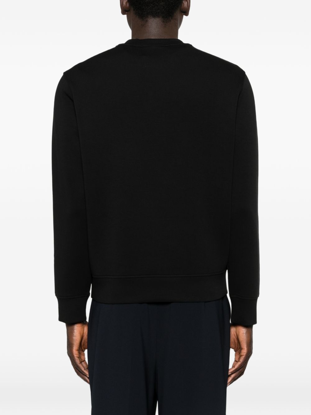 Emporio Armani Double Jersey Sweater met Tonaal Logo Zwart Topwear Emporio Armani