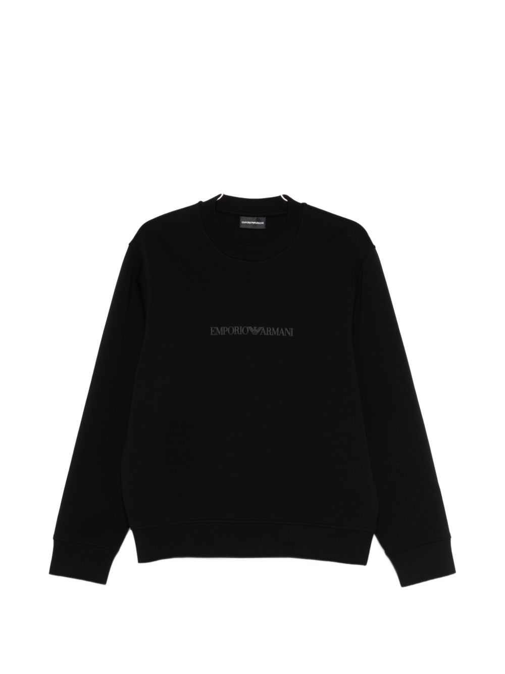 Emporio Armani Double Jersey Sweater met Tonaal Logo Zwart Topwear Emporio Armani