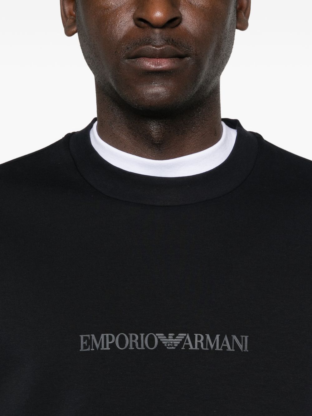 Emporio Armani Logo Sweater Regular Fit Ronde Hals Donkerblauw Topwear Emporio Armani