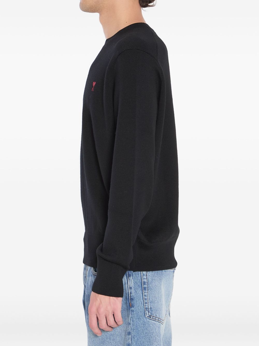 Ami Paris Ami de Coeur Crewneck Sweater Black Topwear Ami Paris