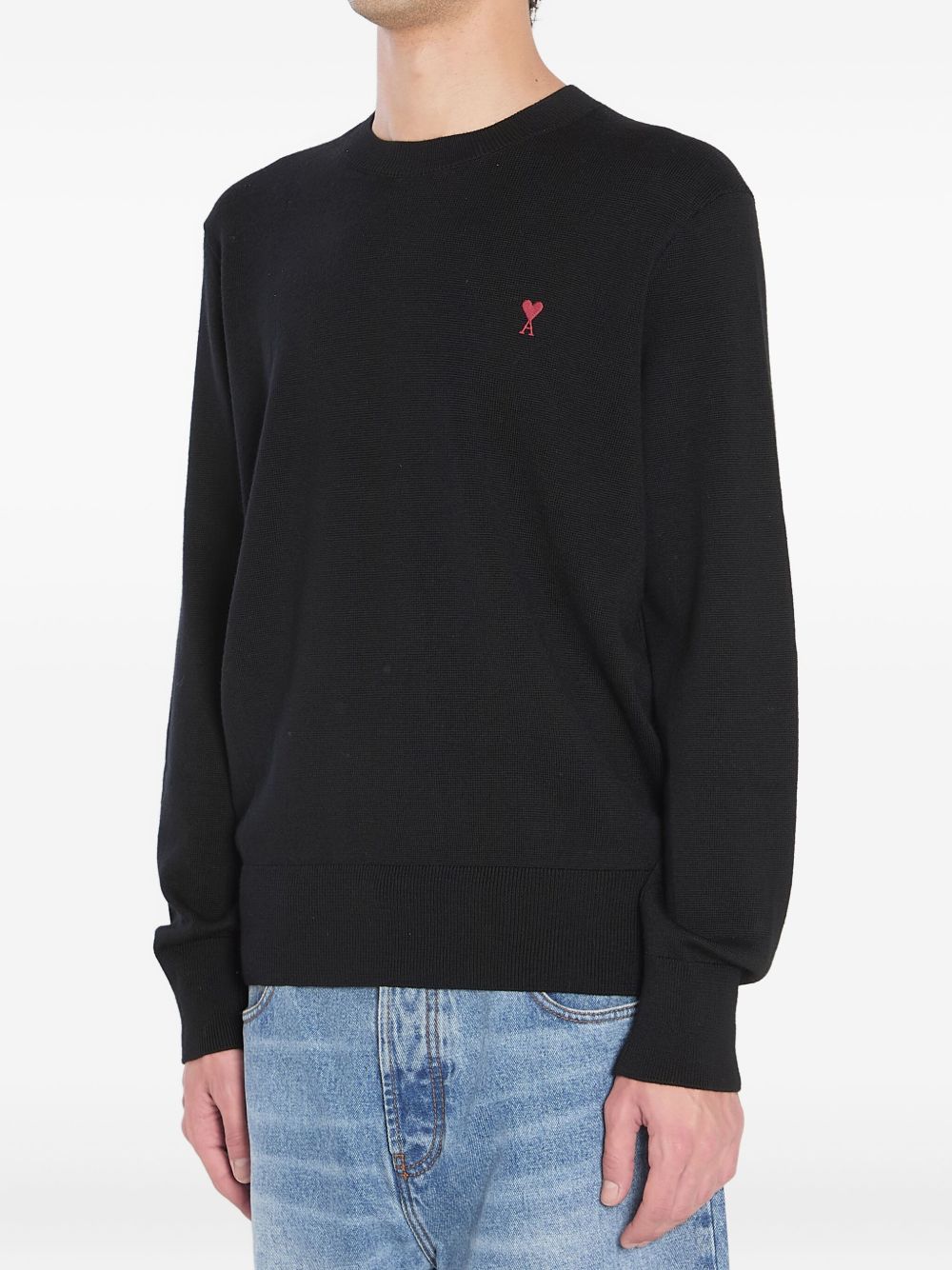 Ami Paris Ami de Coeur Crewneck Sweater Black Topwear Ami Paris
