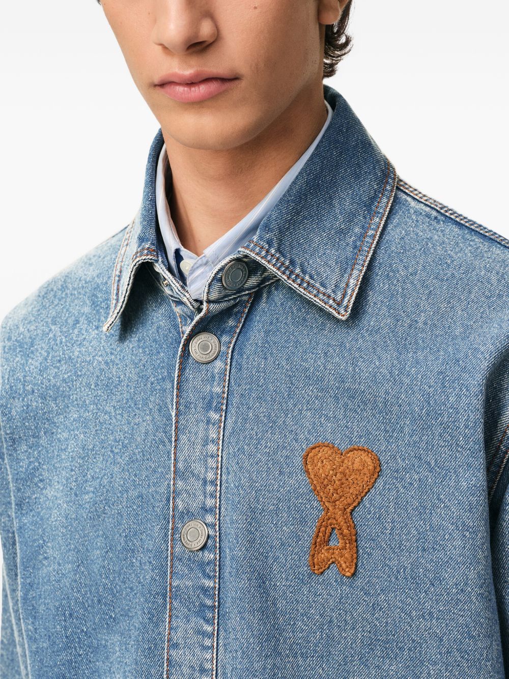 Ami Paris Ami de Coeur Denim Shirt Blue Shirts Ami Paris