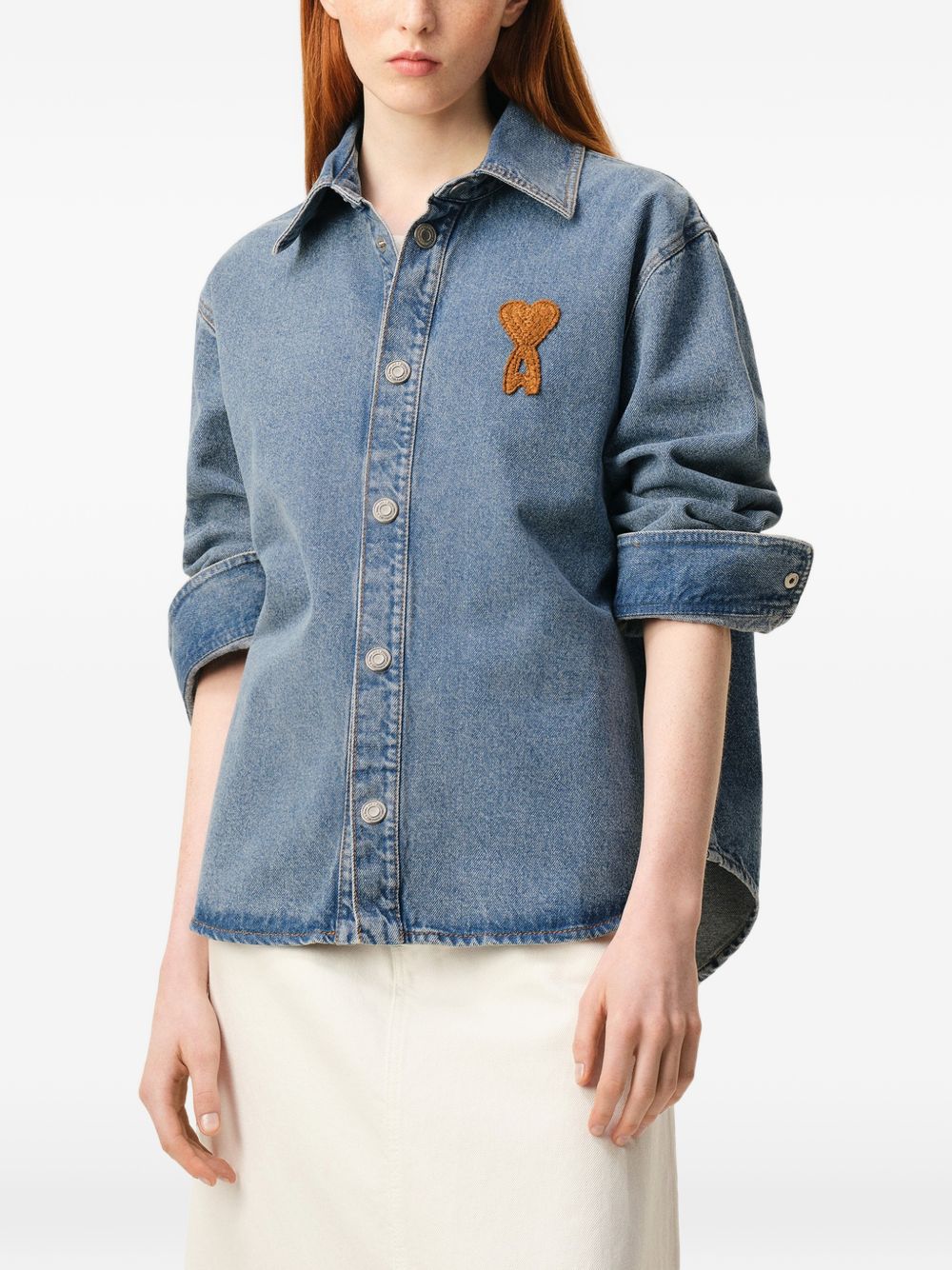 Ami Paris Ami de Coeur Denim Shirt Blue Shirts Ami Paris