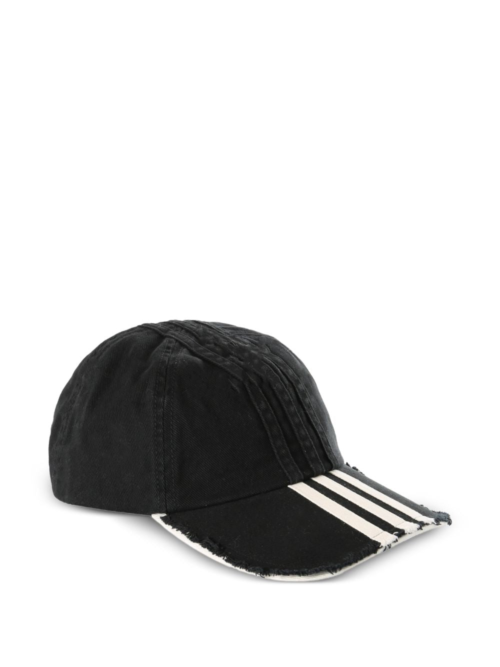 Y-3 Logo Baseball Cap Black Frayed Brim 3-Stripes Scarves Hats & Gloves Y-3