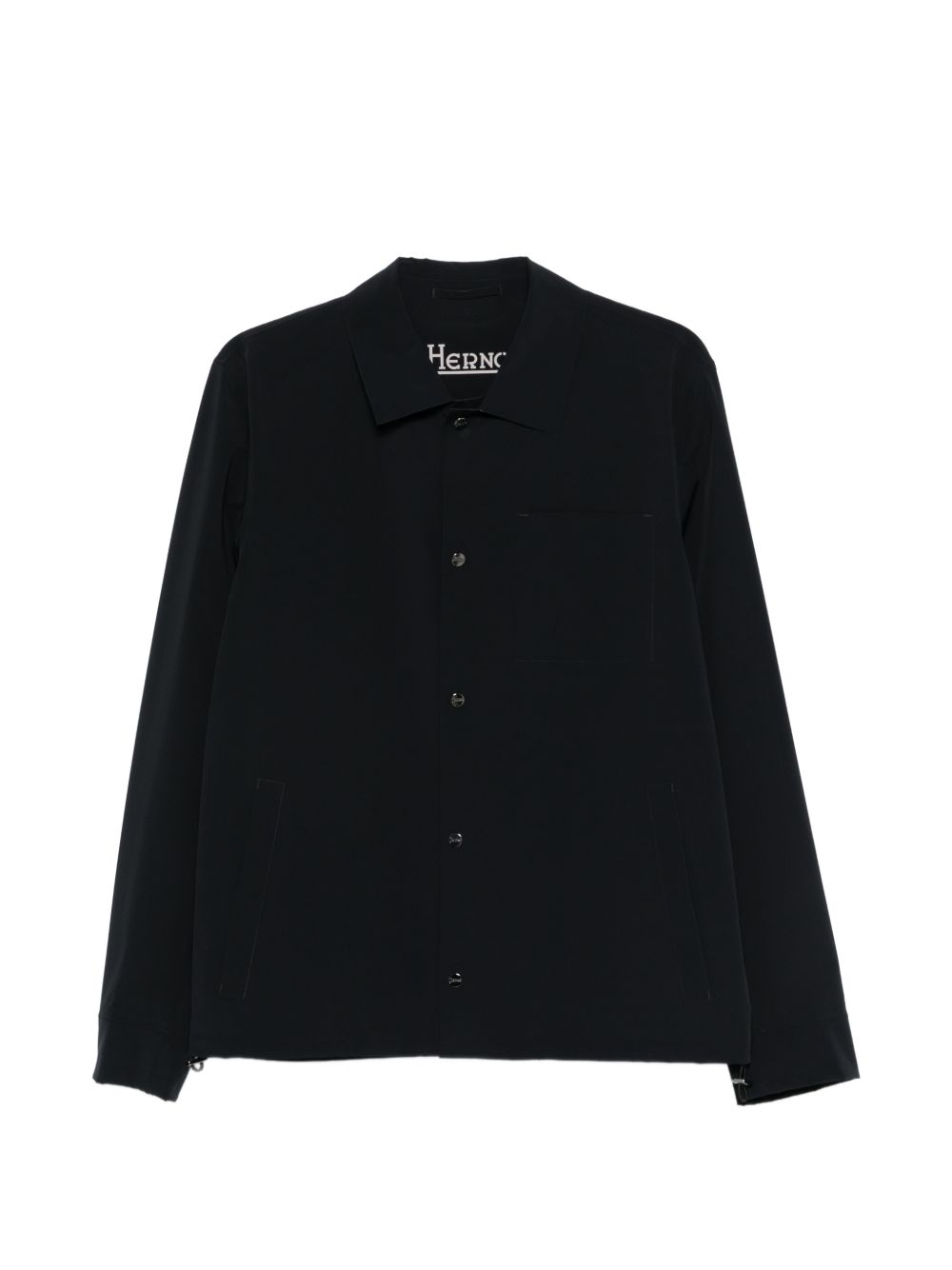 Zwart Herno stretch nylon overshirt, plat gefotografeerd