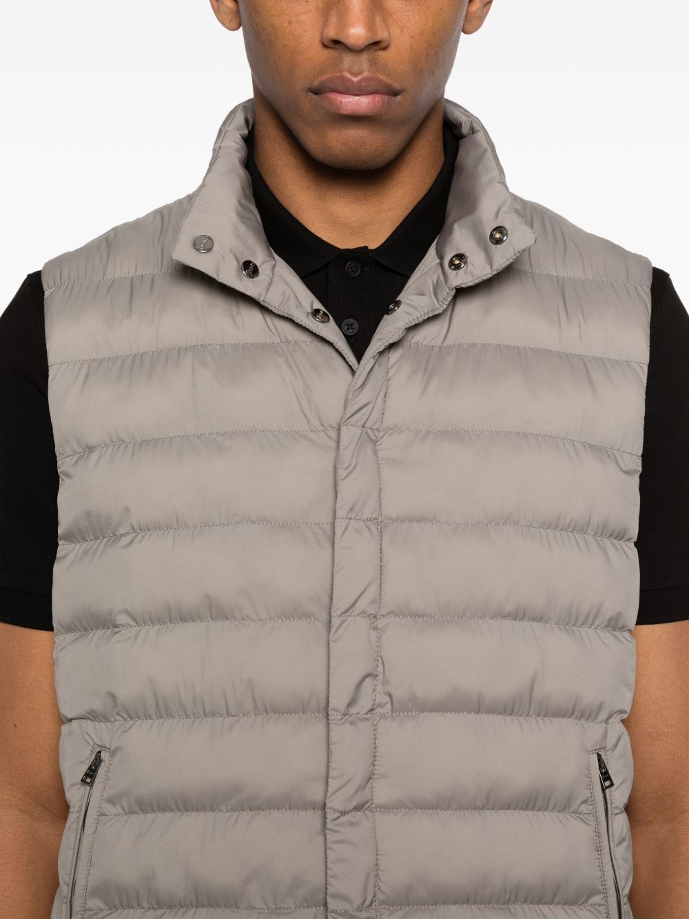 Herno Nylon Down Vest Dove Grey Vests HERNO