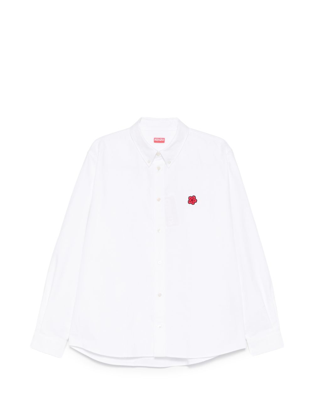 Kenzo Boke Flower Geborduurd Oxford Overhemd Wit Shirts Kenzo