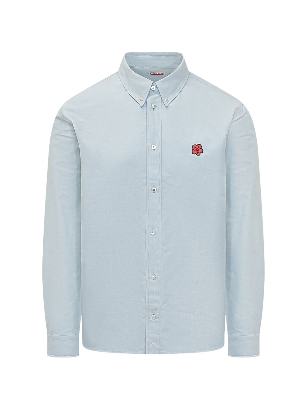 Kenzo Boke Flower Geborduurd Overhemd Lichtblauw Shirts Kenzo