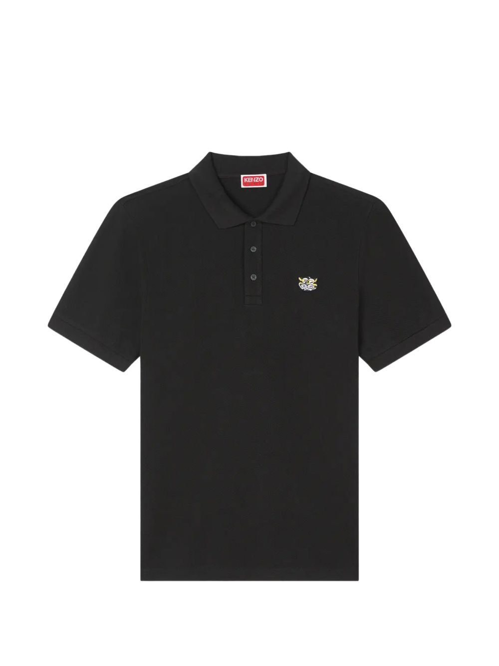 Kenzo Tiger Appliqué Polo Shirt Black