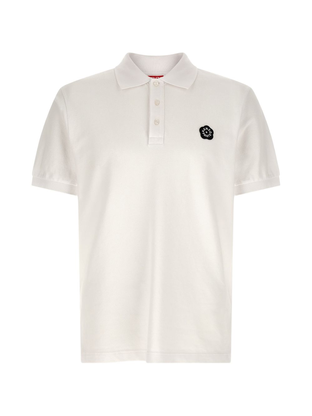 Kenzo White Broke Flower Cotton Polo Shirt