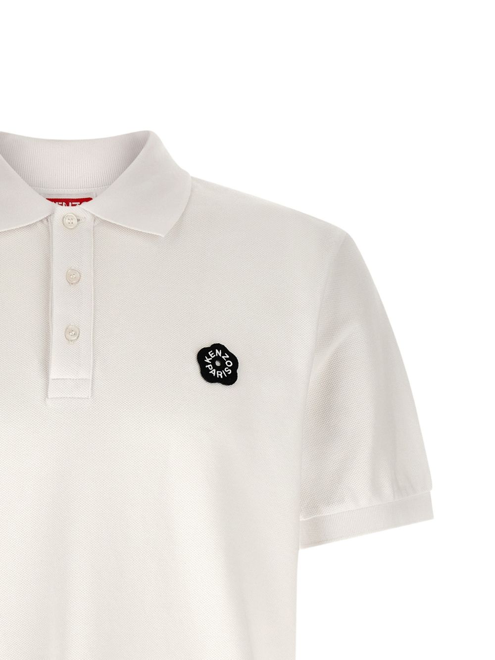 Kenzo White Broke Flower Cotton Polo Shirt-3