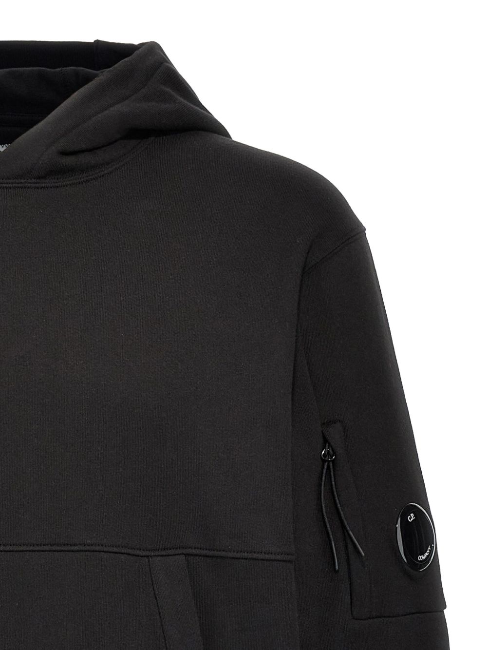 C.P. Company Diagonal Raised Fleece Lens Hoodie Zwart Topwear C.P. Company