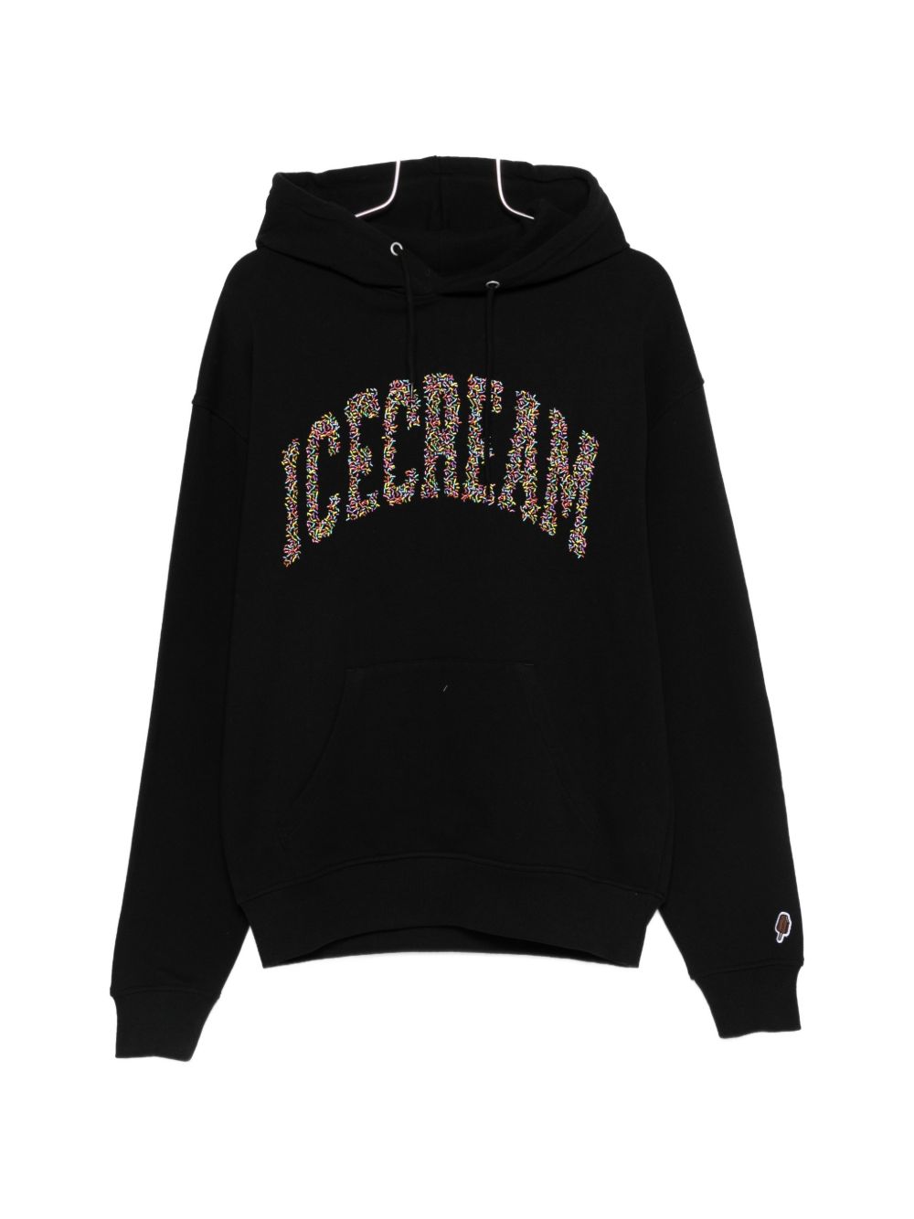 Icecream logo katoenen hoodie zwart, vooraanzicht