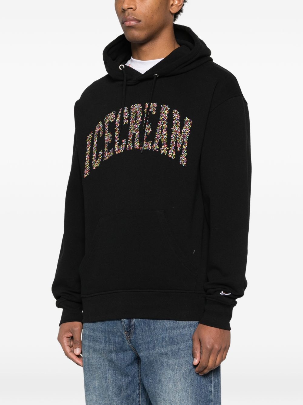 Icecream logo katoenen hoodie zwart, achteraanzicht