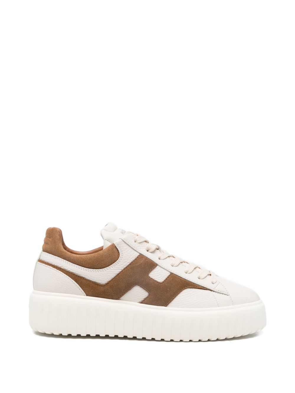 Hogan H-Stripes sneakers nappa leer wit met cognac suede Sneakers Hogan