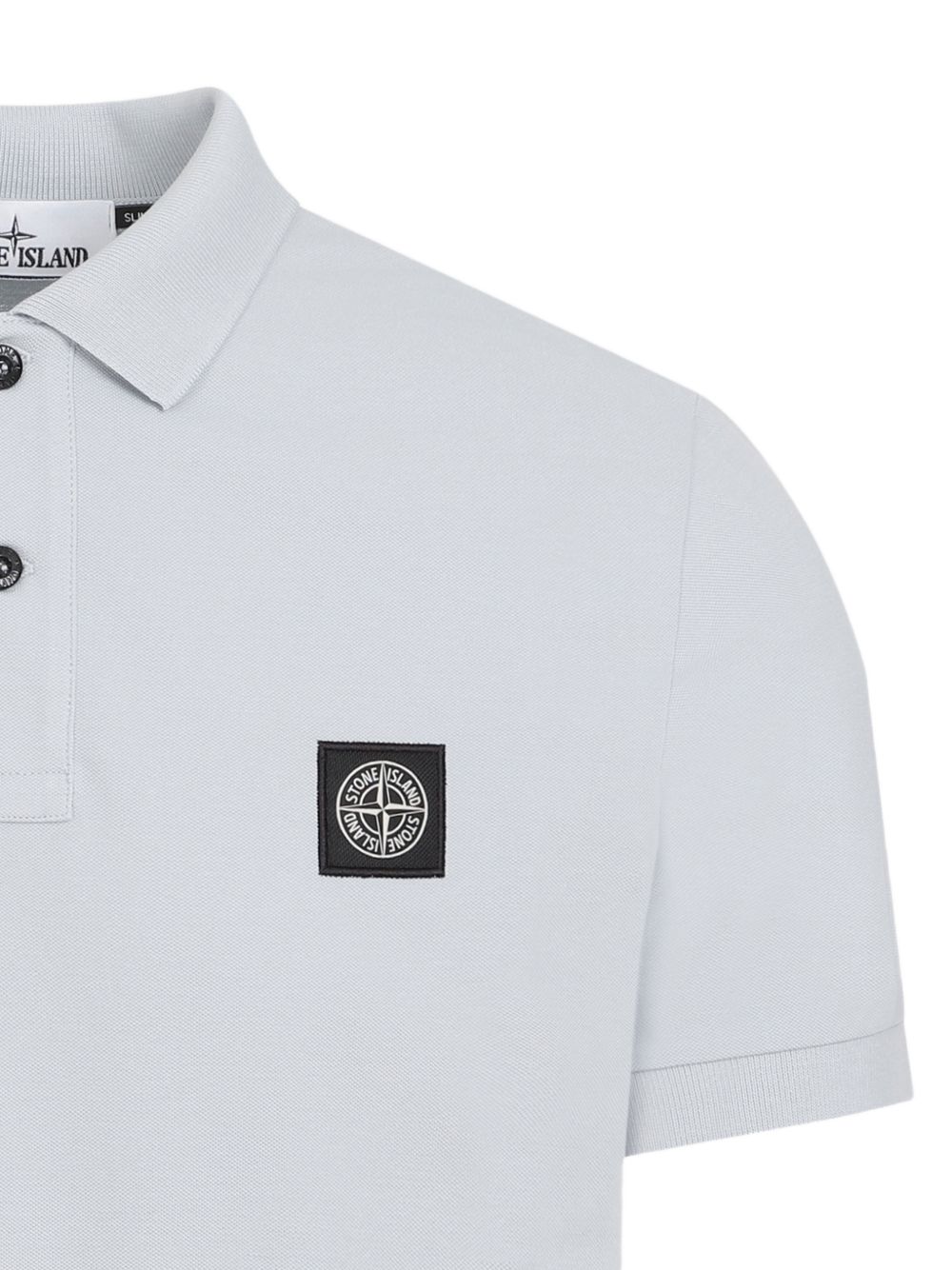 Stone Island Compass Patch Katoenen Piqué Polo Lichtblauw Topwear Stone Island