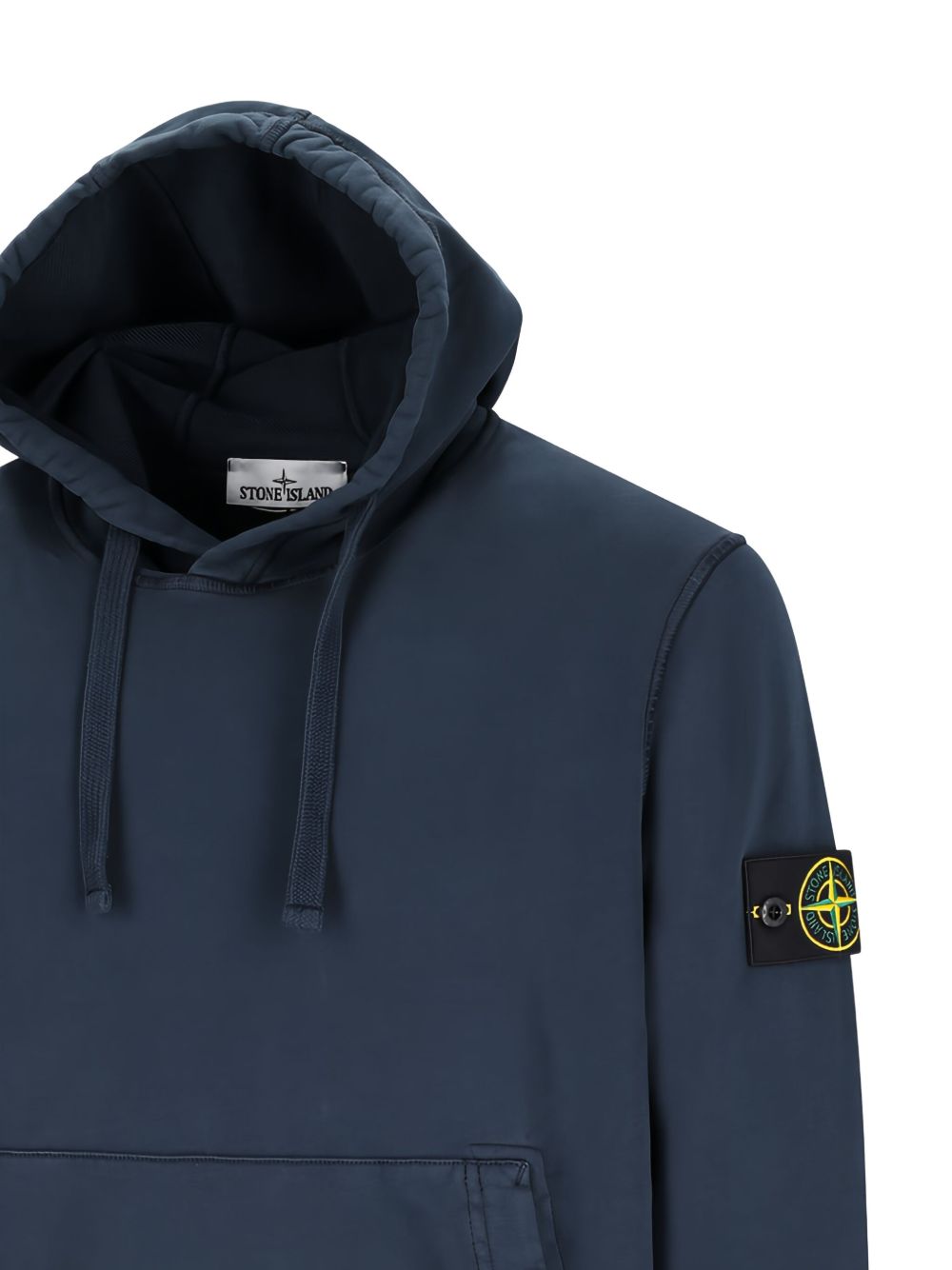Stone Island Organic Cotton Fleece Hoodie Donkerblauw Topwear Stone Island