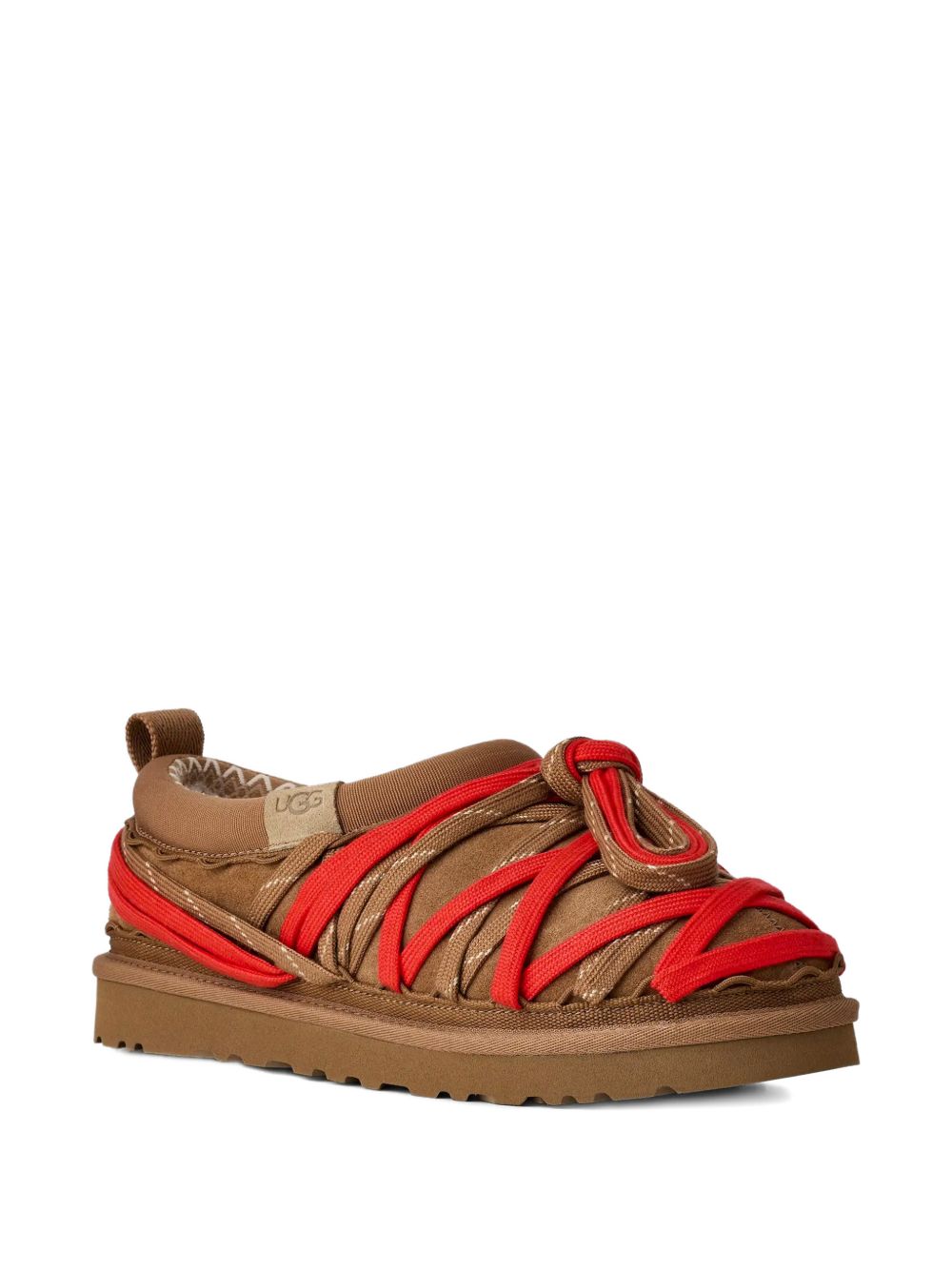 UGG Tasman Lace Suède Slipper met Schapenvel Kastanjebruin Sandals Ugg
