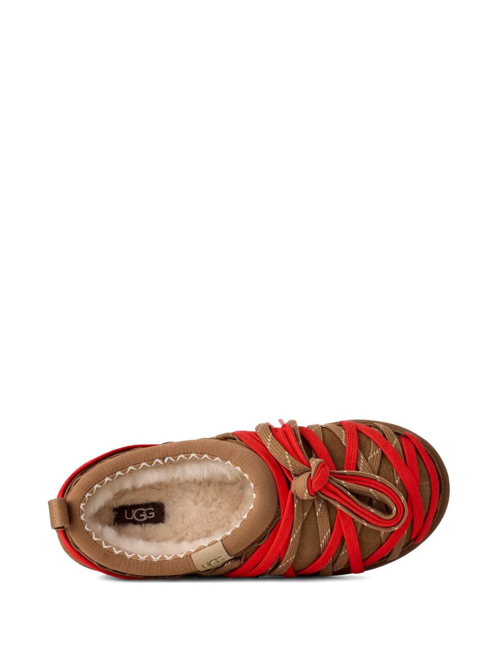 UGG Tasman Lace Suède Slipper met Schapenvel Kastanjebruin Sandals Ugg