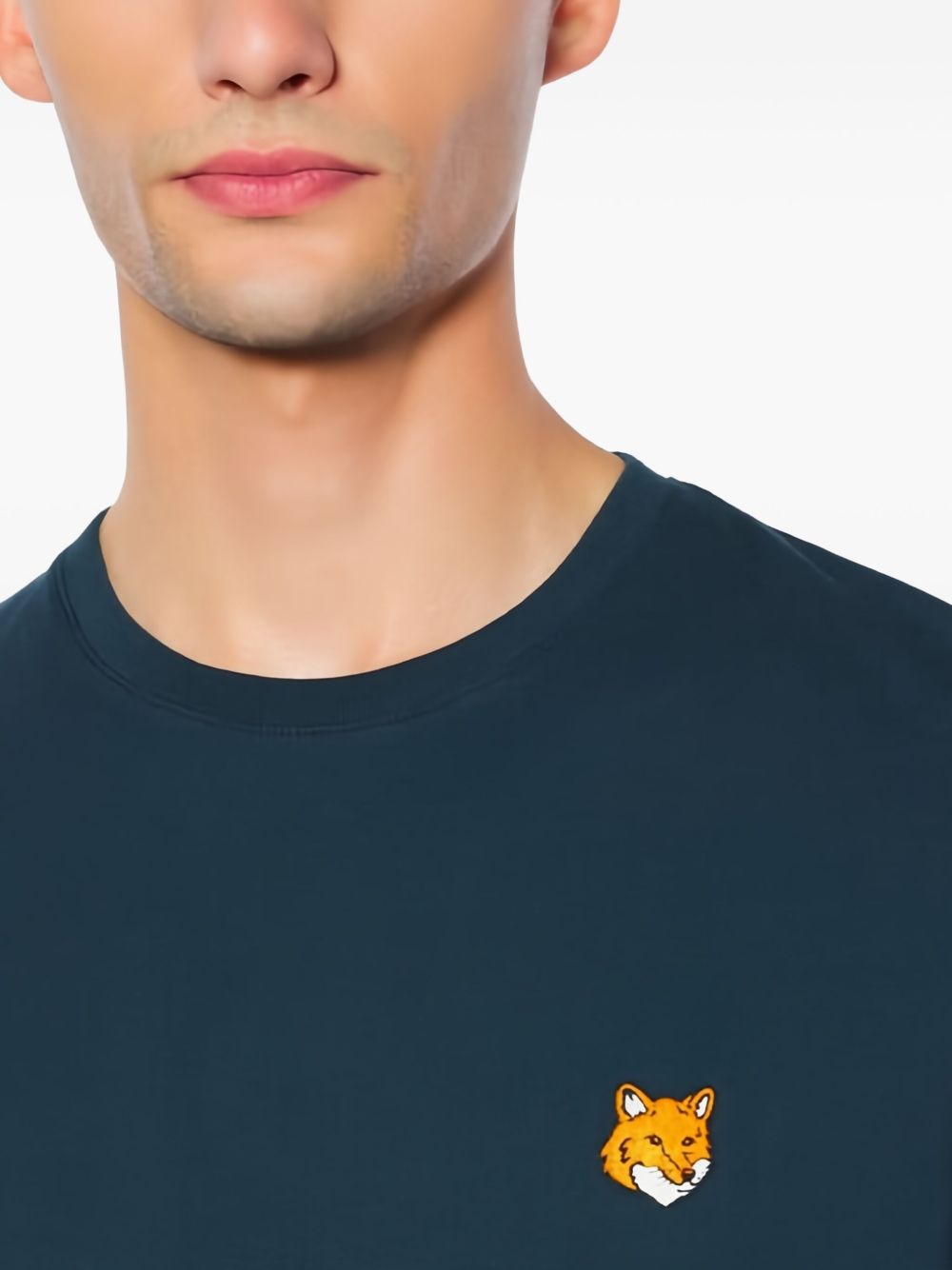 Maison Kitsuné Fox Head Regular T-Shirt Blauw Topwear Maison Kitsuné