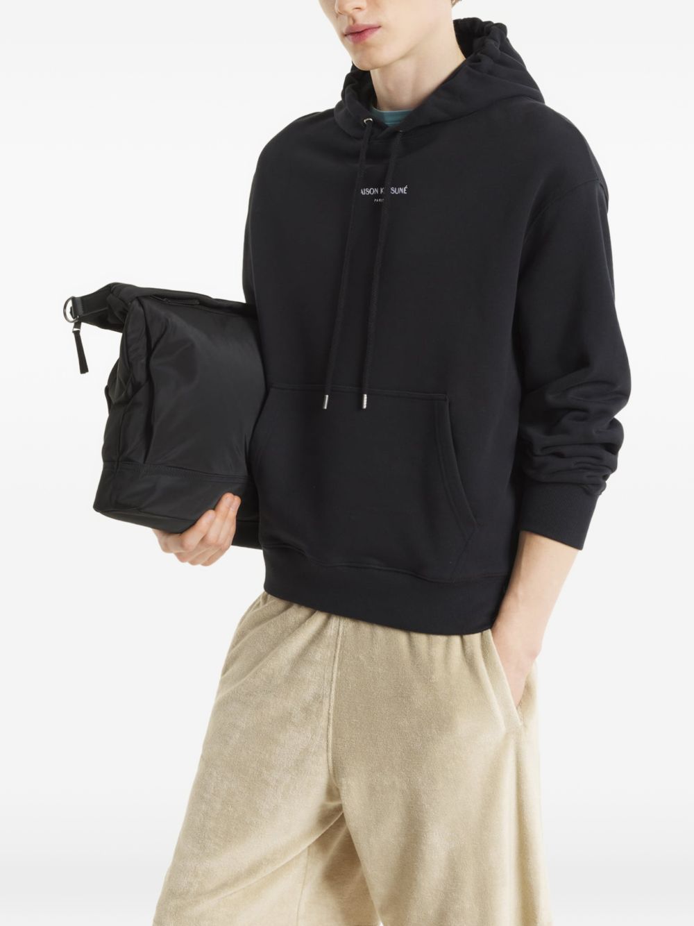 Maison Kitsuné Paris Comfort Hoodie met Logo-Opdruk Zwart Topwear Maison Kitsuné