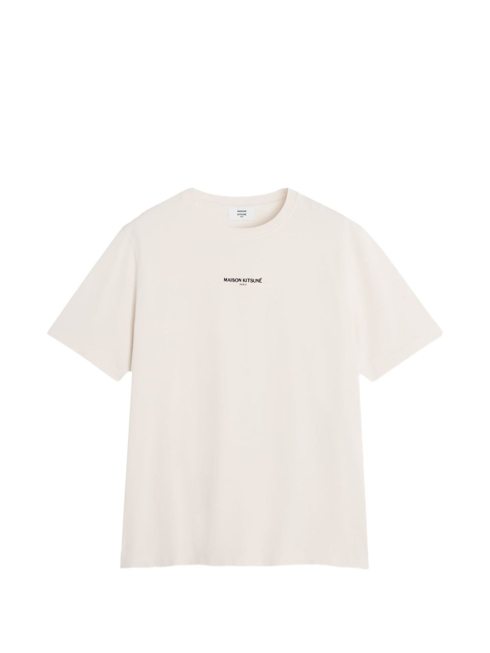 Maison Kitsuné Geribbelde Halsboord Logo T-shirt Beige Topwear Maison Kitsuné