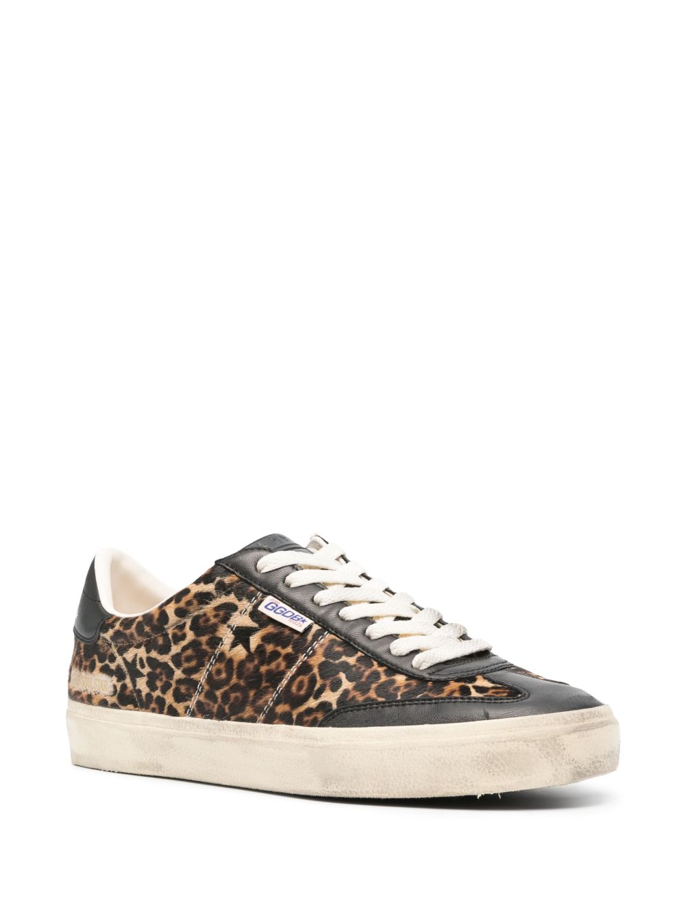 Golden Goose Soul Star luipaardprint sneakers schuin van voren