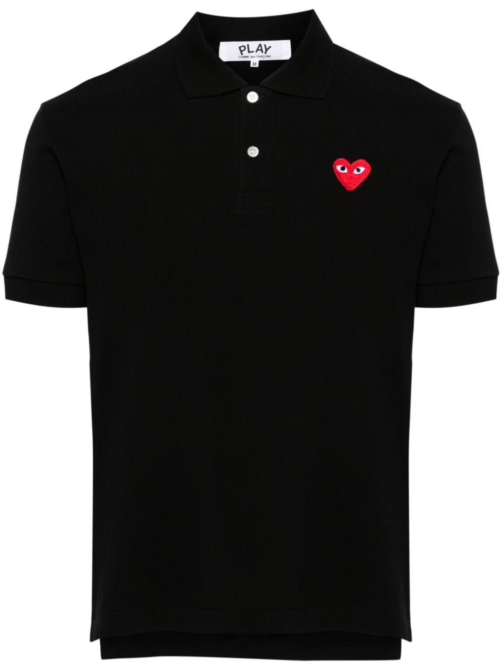 Comme des Garcons PLAY poloshirt in zwart, vooraanzicht met hartlogo op de borst