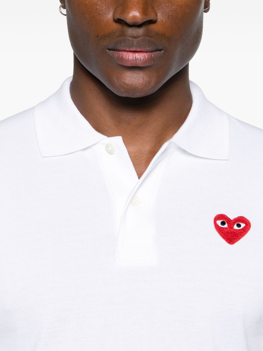 Comme des Garçons PLAY Katoenen Piqué Polo met Hartlogo Wit Topwear Comme Des Garcons