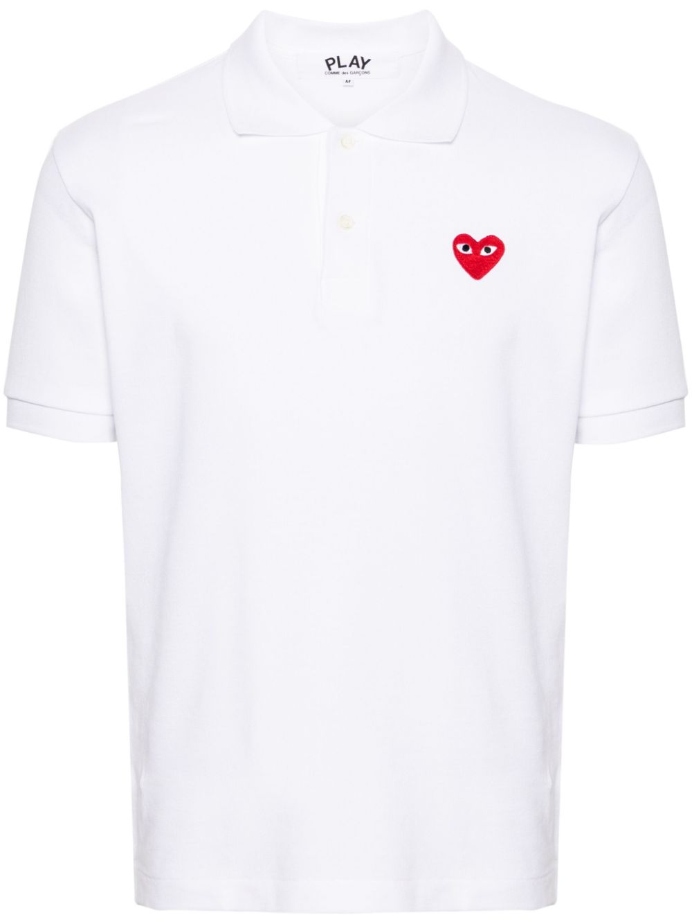 CDG PLAY Piqué Polo met Hartlogo Wit – vooraanzicht
