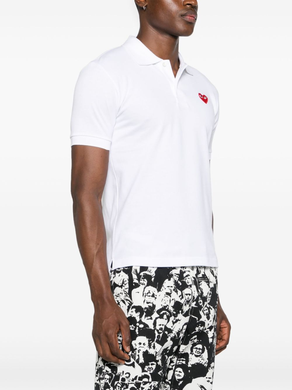 Comme des Garçons PLAY Katoenen Piqué Polo met Hartlogo Wit Topwear Comme Des Garcons