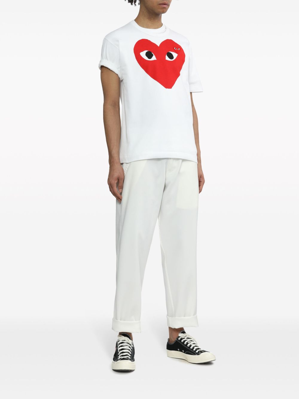 Comme des Garçons Play Heart T-shirt White Red Topwear Comme Des Garcons