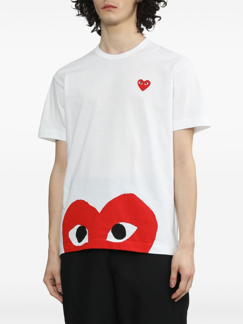 Comme des Garçons PLAY Big Heart T-shirt met Hartlogo Wit Topwear Comme Des Garcons
