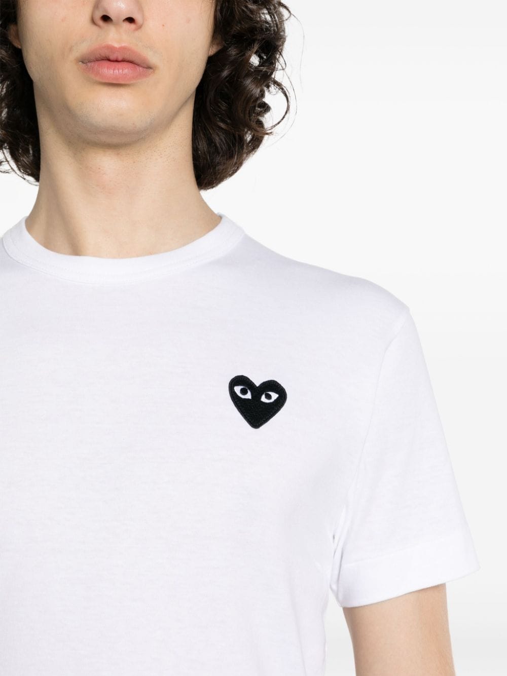 Comme des Garçons PLAY Geborduurd Heart T-shirt Wit Topwear Comme Des Garcons