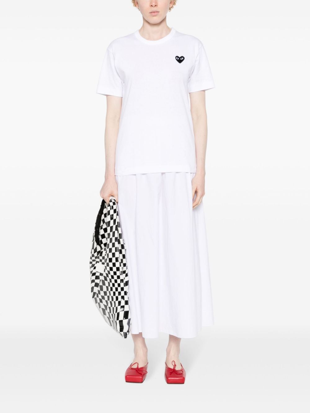 Comme des Garçons PLAY Geborduurd Heart T-shirt Wit-thumbmail-5