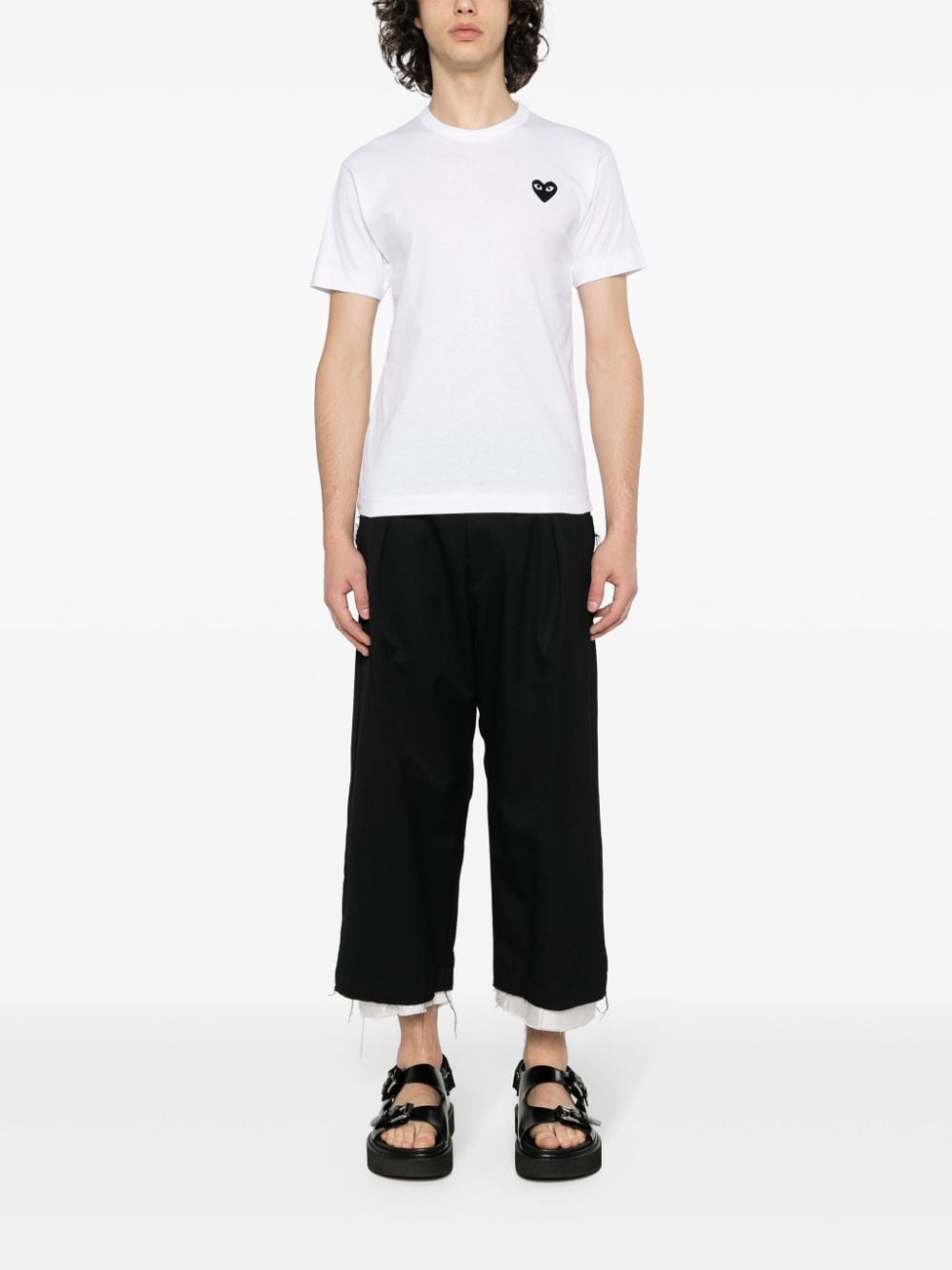 Comme des Garçons PLAY Geborduurd Heart T-shirt Wit-thumbmail-6