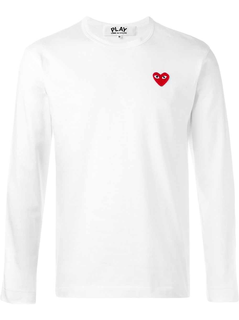 Comme des Garçons PLAY Rood Hartlogo Longsleeve T-shirt Wit Topwear Comme Des Garcons