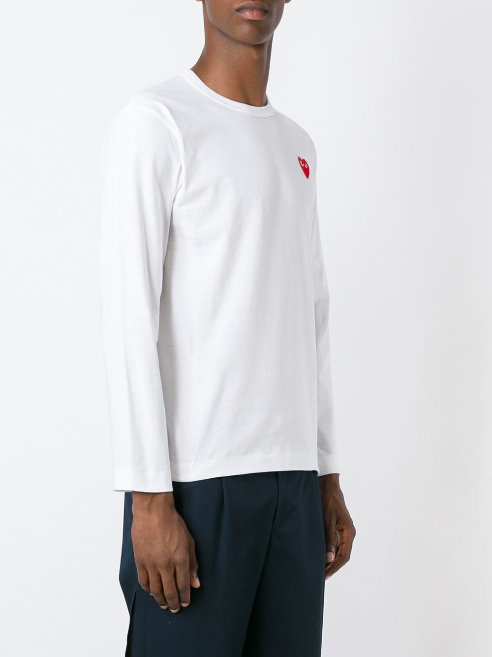 Comme des Garçons PLAY Rood Hartlogo Longsleeve T-shirt Wit Topwear Comme Des Garcons