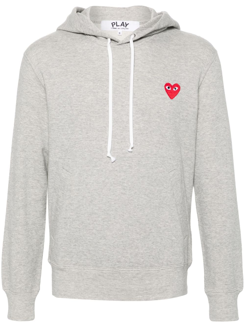 Comme des Garçons PLAY Red Heart Logo Katoenen Hoodie Grijs Topwear Comme Des Garcons