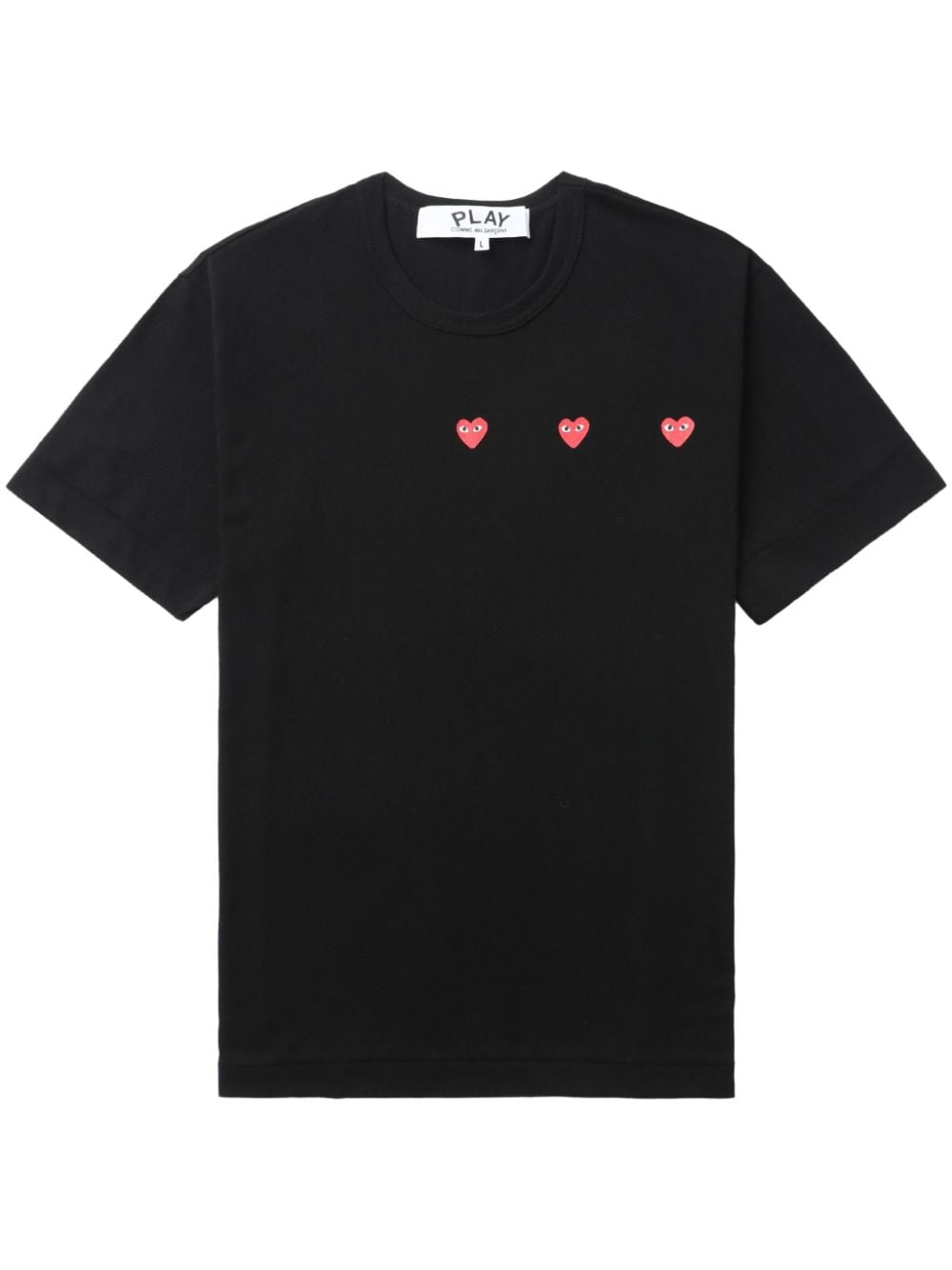 Comme des Garçons PLAY Drie Hartlogo’s T-shirt Zwart-thumbmail-1