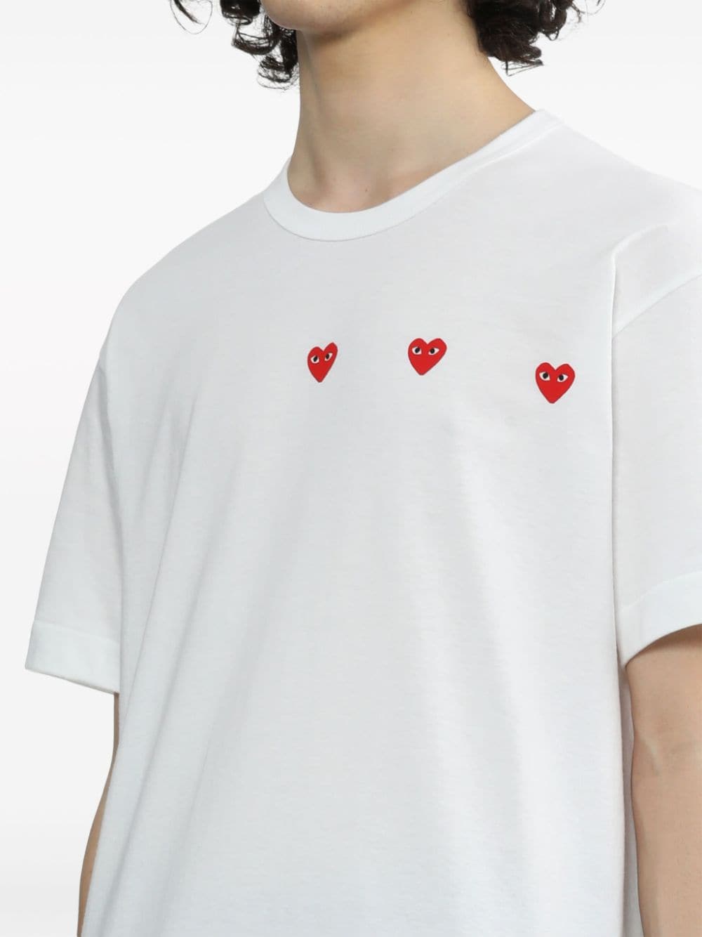 Comme des Garçons PLAY Triple Heart T-shirt Wit-thumbmail-2