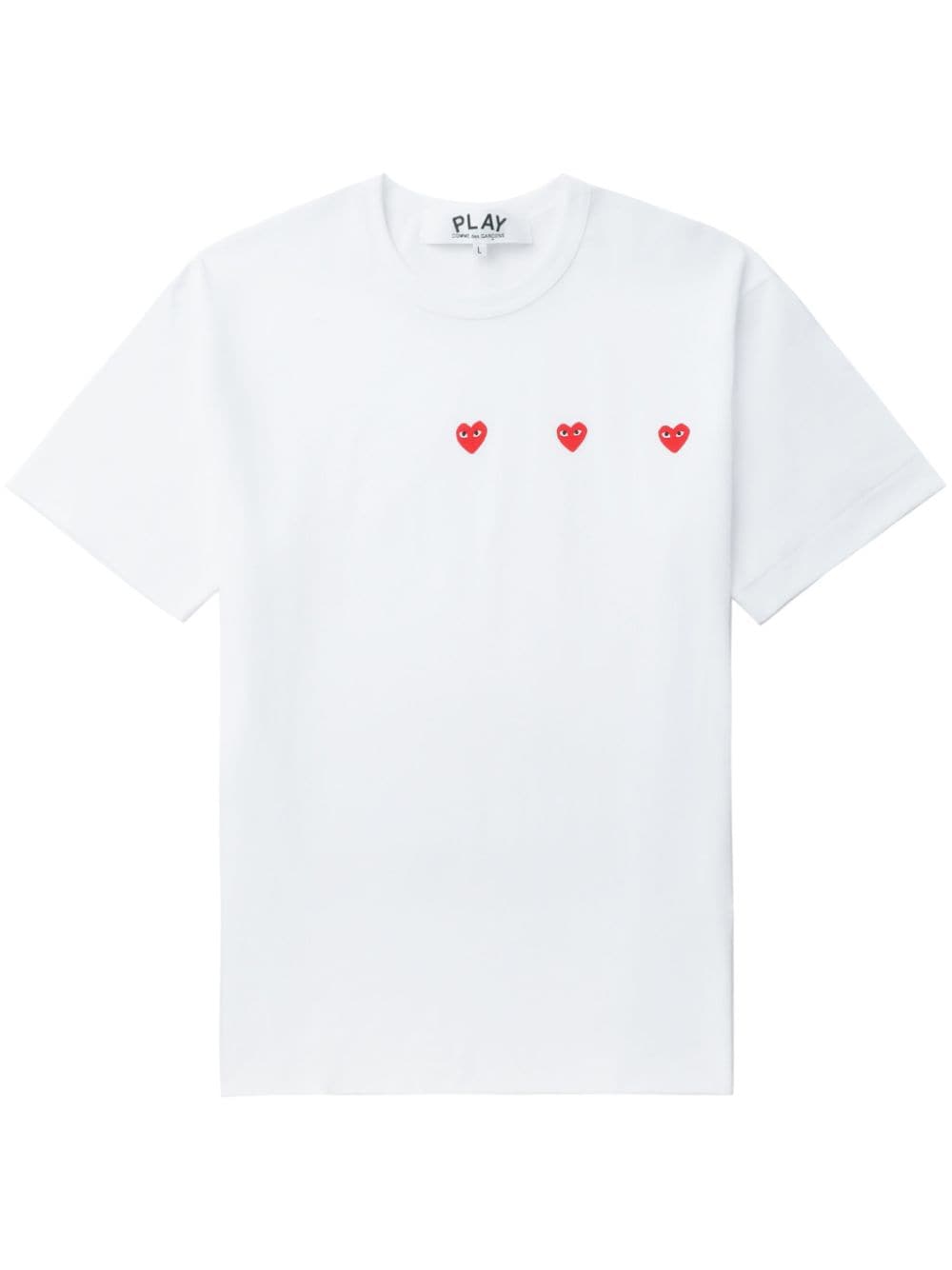 Comme des Garçons PLAY Triple Heart T-shirt Wit-thumbmail-1