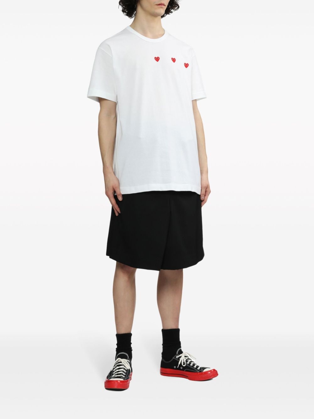 Comme des Garçons PLAY Triple Heart T-shirt Wit-thumbmail-5